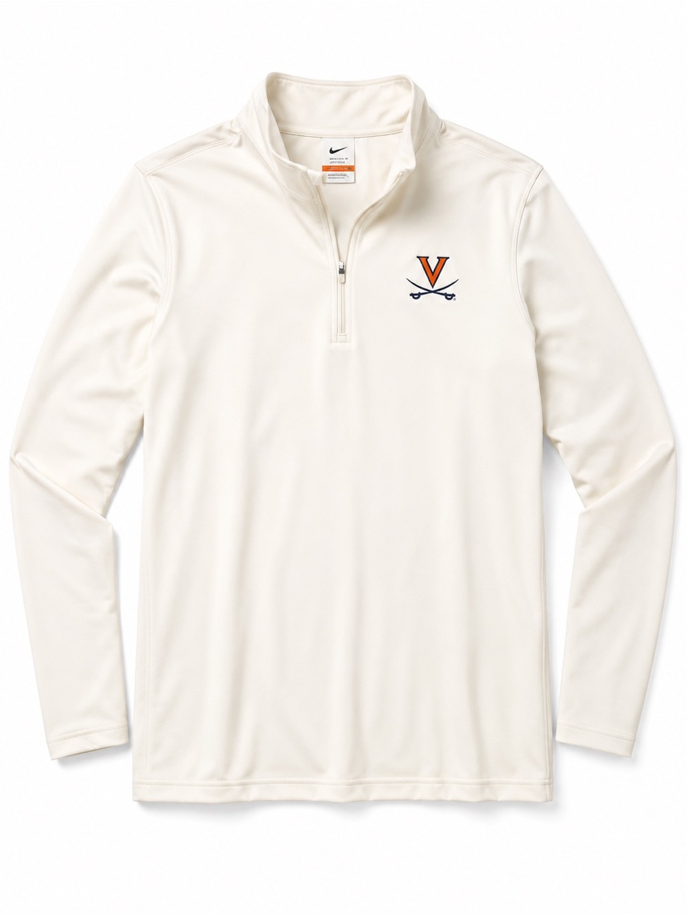 Nike Men's White Quarter-Zip UVA Pullover with Orange & Navy Logo Virginia small